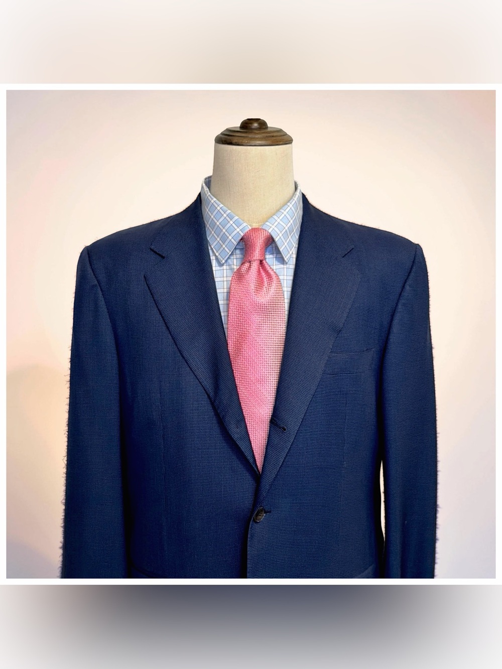 Bijan Men’s Navy Micro-Check Suit | Super 100’s Wool | Luxury Italian Tailoring - Picture 5 of 16